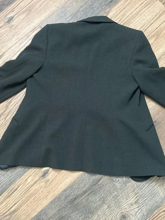 Kasper Dark Green Striped Blazer Pants Lined Polyester Suit Size 8P Women’s - Picture 11 of 11